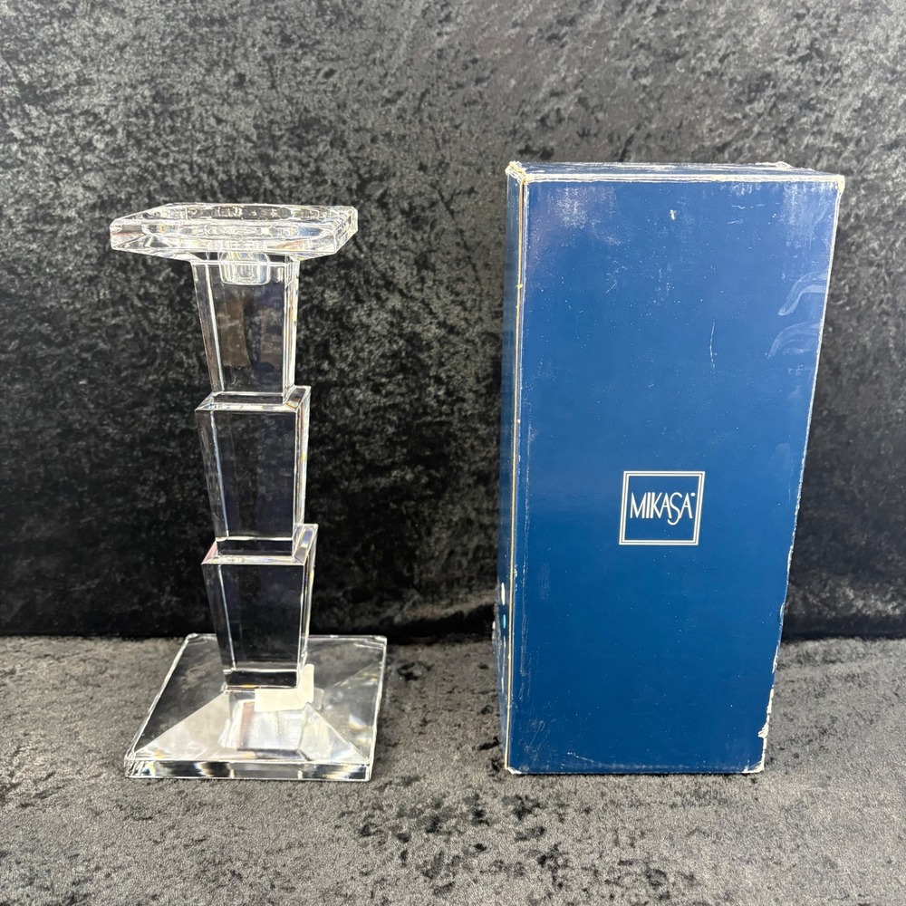 Mikasa Empire Lead Crystal Pillar Candleholder 10" VT210-551 Czech Republic